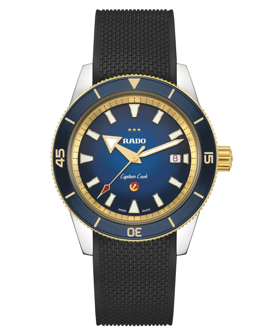 Captain Cook x European Cricket on a black rubber strap